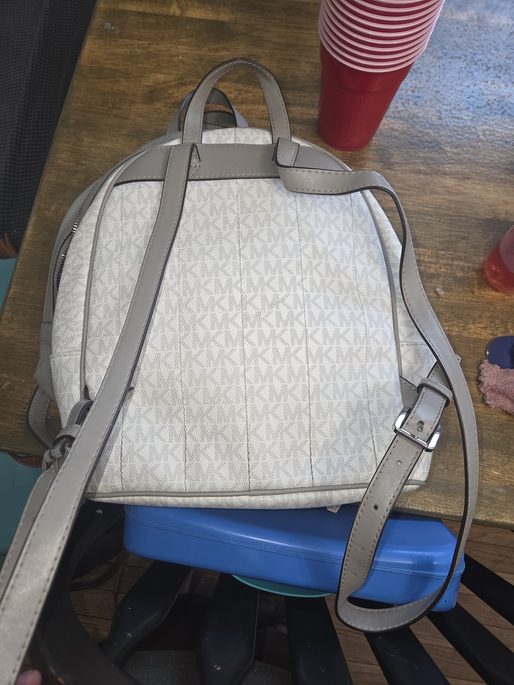 Michael Kors Light Gray Signature Mini Backpack - Picture 4 of 4